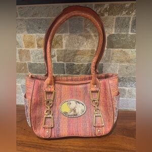 Debbie Brooks Elegant Crocodile-Embossed Orange Handbag with Magnafab included